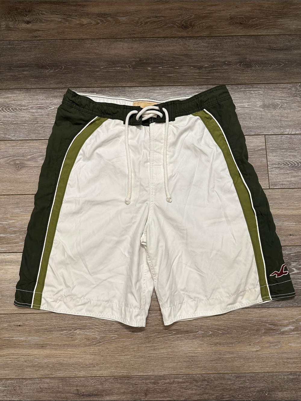 Vintage Y2K Hollister Swim Trunks Shorts Board Shorts Mens Lrg Green White